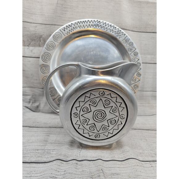 Wilton Armetale Reggae Pewter Pitcher And Plate - Picture 2 of 7